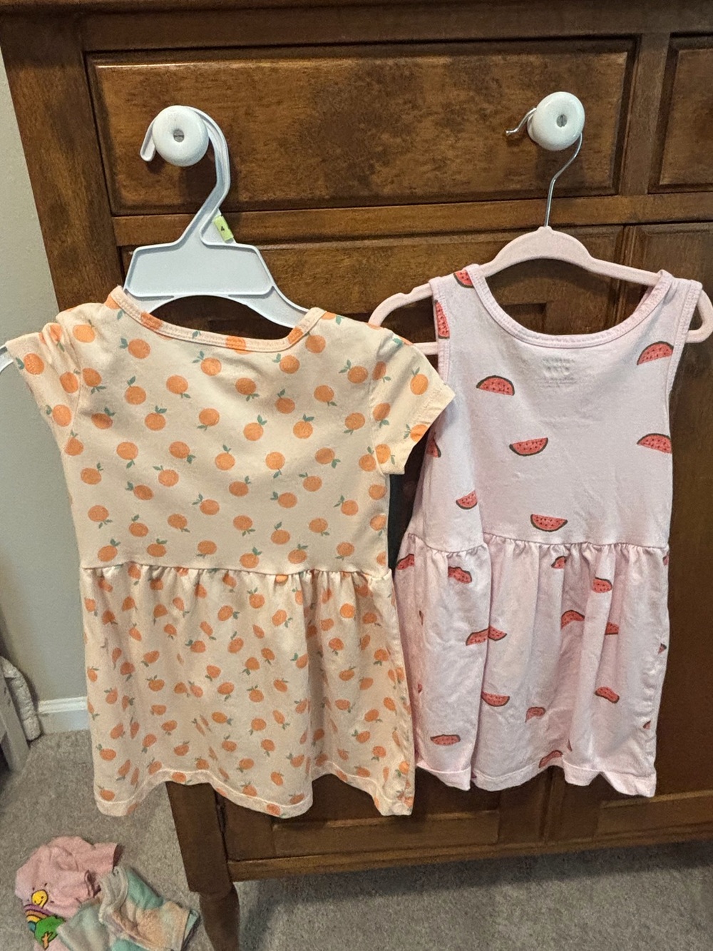 Carter's Peach & Watermelon Print Pink Dress Bundle